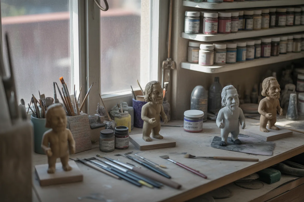 Atelier de création de figurines satiriques Despot Stop à Mios