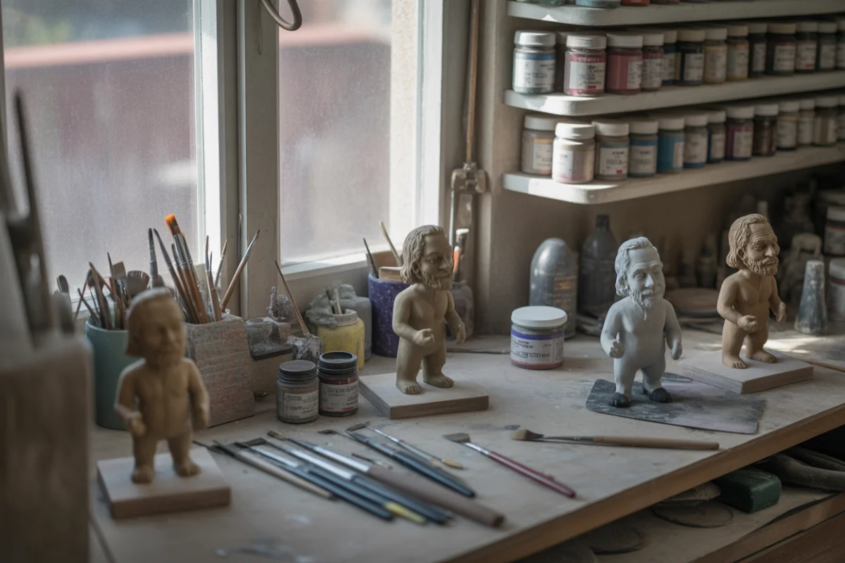 Atelier de création de figurines satiriques Despot Stop à Mios